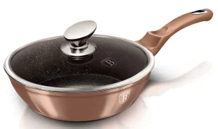 Złota patelnia ze szklaną pokrywą 28cm T8-T63 - Patelnie Złota patelnia ze szklaną pokrywą 28cm T8-T63 - Patelnie - miniaturka - grafika 1