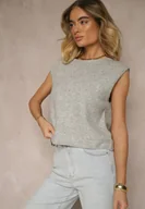 Kamizelki damskie - Szara Sweterkowa Kamizelka z Wełną Zenzeki - miniaturka - grafika 1