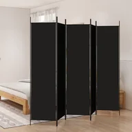 Parawany - Lumarko Parawan 5-panelowy, czarny, 250x200 cm, tkanina! - miniaturka - grafika 1