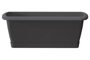 Prosperplast Skrzynka balkonowa 39.2 x 18.4 cm plastikowa antracytowa z podstawką - Donice - miniaturka - grafika 1