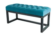 Ławki do przedpokoju - Ławka Na Buty Lpp-2 95Cm Emrawood Drewno Lite Kolor Czarny Siedzisko Pikowane Kolor Turkus - miniaturka - grafika 1