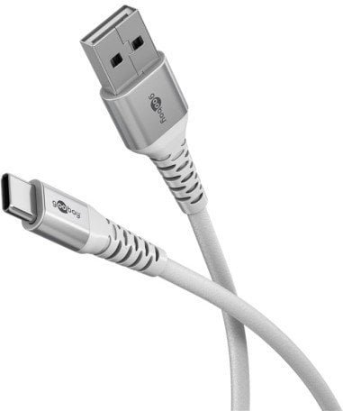 Super miękki kabel tekstylny USB-C z metalowymi złączami, 3 m, biały - Długość kabla 3 m