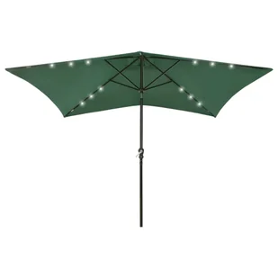 vidaXL Parasol z lampkami LED, na stalowym słupku, zielony, 2x3 m 313786 - Parasole ogrodowe - miniaturka - grafika 1