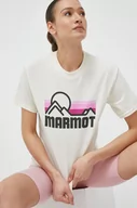 Koszulki sportowe damskie - Marmot t-shirt damski kolor beżowy - miniaturka - grafika 1