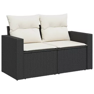Sofa ogrodowa z poduszkami, 2-osobowa, czarna, polirattan Lumarko! - Sofy ogrodowe - miniaturka - grafika 1