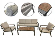 Meble ogrodowe - ZESTAW MEBLI OGRODOWYCH PREMIUM TARAS BALKON WYPOCZYNKOWY BALI BEŻOWY 5 os - miniaturka - grafika 1