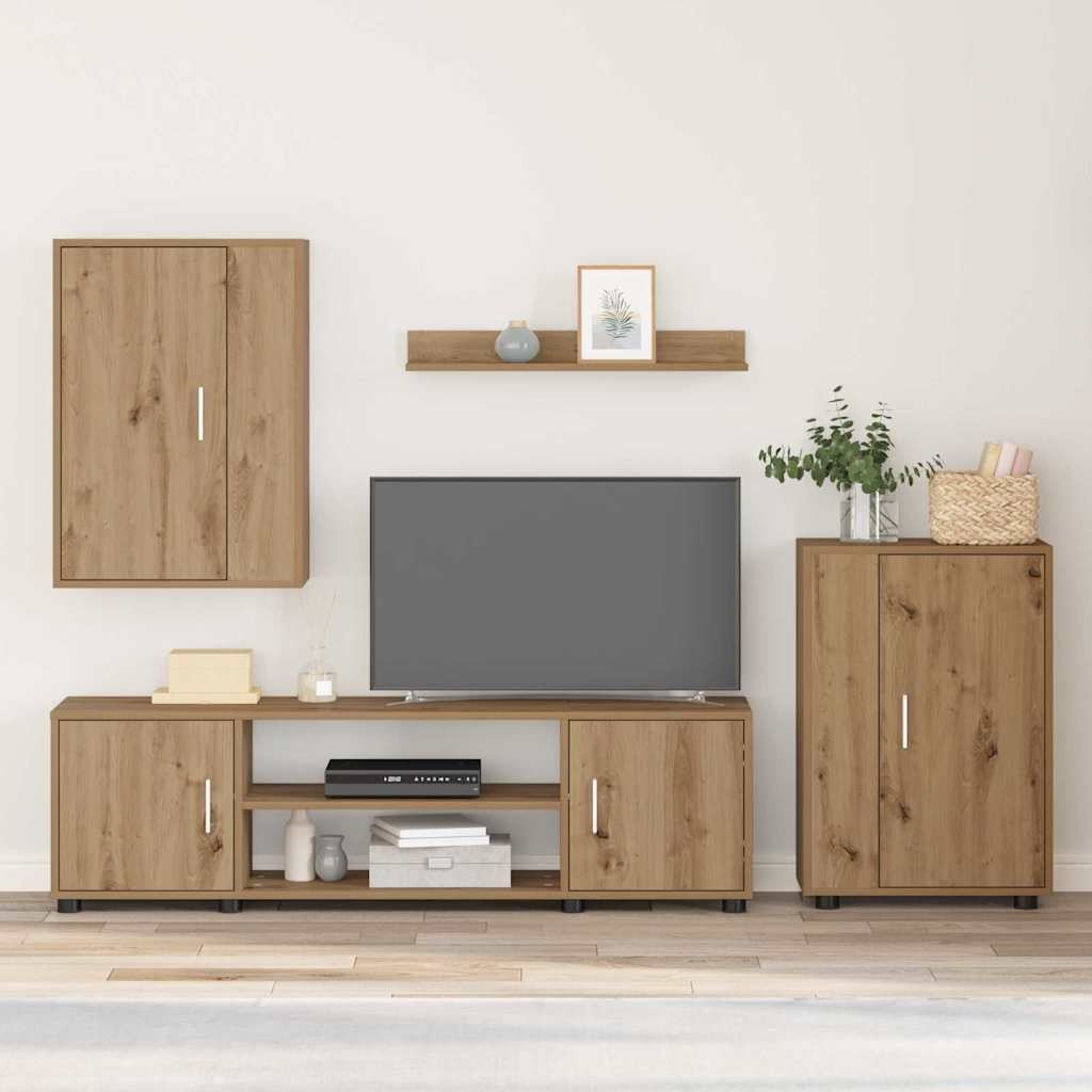 vidaXL Zestaw szafki TV 4 części 4 pcs dąb artisan