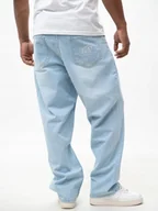 Spodnie męskie - SZEROKIE Spodnie Jeansowe BAGGY Męskie Jasne Niebieskie HAFTY Lucky Dice XL - miniaturka - grafika 1