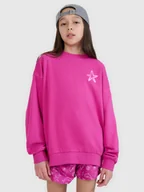 Bluzy dla dziewczynek - 4F Bluza dresowa nierozpinana bez kaptura dziewczęca - różowa 128 (7-8 lat) - miniaturka - grafika 1