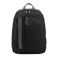 Plecaki - PIQUADRO P16 Mały plecak z tkaniny i skóry 14" z dwoma przegródkami, czarne, Taglia unica, Biznes - miniaturka - grafika 1