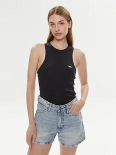 Lee Top 112341592 Czarny Slim Fit - Koszulki i topy damskie - miniaturka - grafika 1