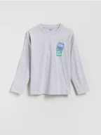 Bluzki dla chłopców - Reserved - Bawełniany longsleeve - jasnoszary - miniaturka - grafika 1