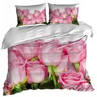 Pościel - Pościel 3D bawełna satyna 140x200cm BUKIET RÓŻ - miniaturka - grafika 1