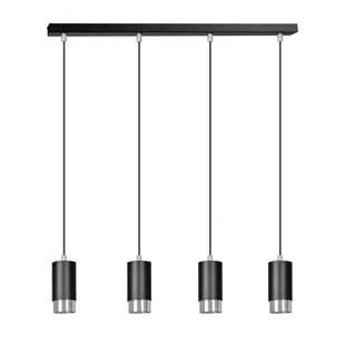 Fumiko 4 Black-Chrome 816/4 Designerski Spot Wiszący Czarne Tuby Srebrne Dodatki - Lampy sufitowe - miniaturka - grafika 1