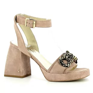 Różowe sandały na obcasie CARINII - Carinii - Sandały damskie - miniaturka - grafika 1