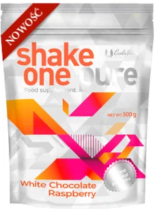 Shake One Pure White Chocolate Raspberry - 500 g Masa netto: 500 g - Suplementy naturalne - miniaturka - grafika 1