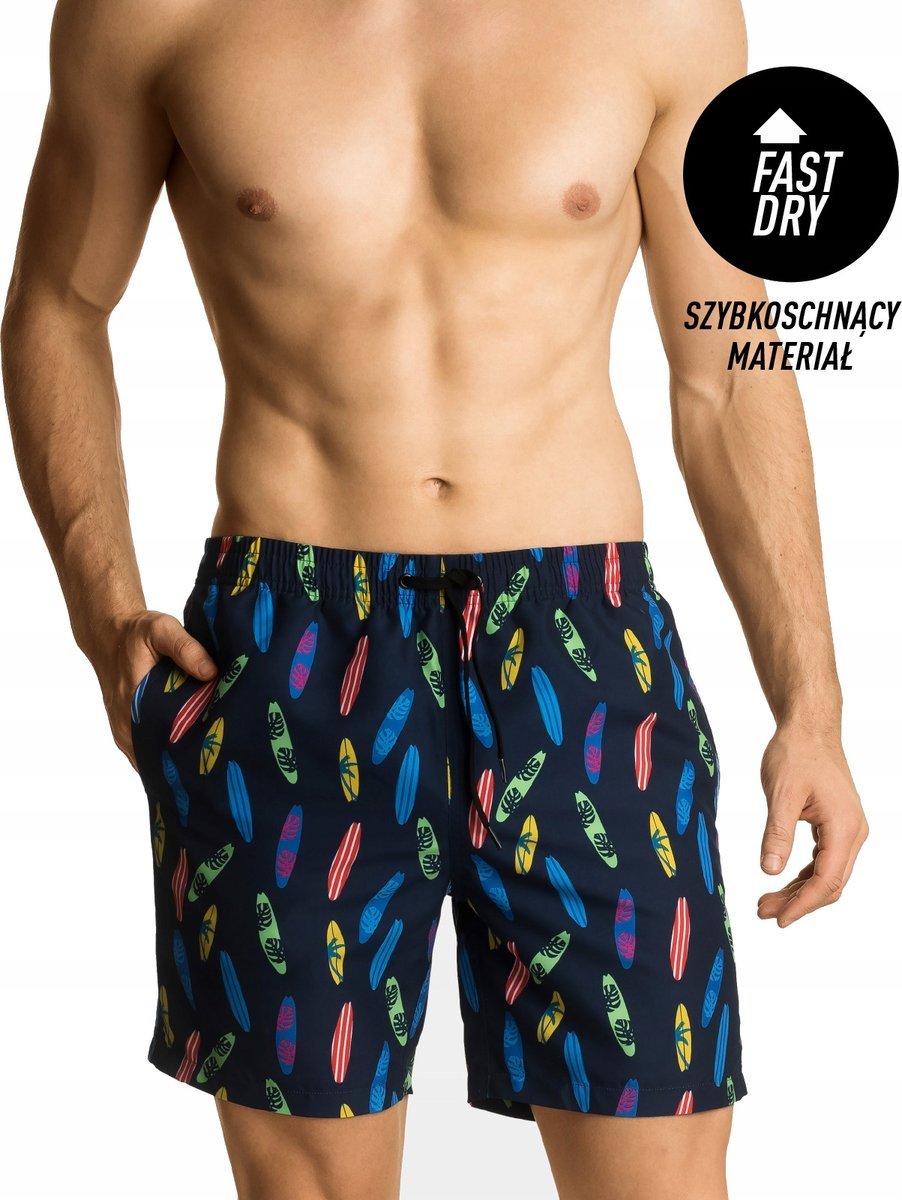 ATLANTIC SZORTY PLAŻOWE KĄPIELÓWKI KMB207 GRANATOWE W DESKI SURFINGOWE *M*