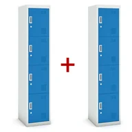 Szafki BHP - B2B Partner Szafka szatniowa 4-drzwiowa, zamek cylindryczny, 1800 x 380 x 450 mm, szara/niebieska, 1+1 GRATIS 485033 - miniaturka - grafika 1