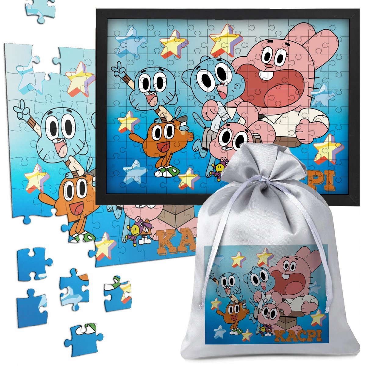 PUZZLE NIESAMOWITY ŚWIAT GUMBALLA 120 el W RAMCE A4 PREZENT DLA DZIECKA Y5