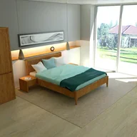 Łóżka - Ekodom Łóżko drewniane Glamour Rozmiar 180x200 Kolor wybarwienia Wiśnia Szuflada 1/2 długości łóżka - miniaturka - grafika 1