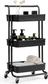 Wózki kuchenne - COSTWAY Wózek do serwowania na kółkach, wózek kuchenny metalowy, wózek 3 półki, wózek uniwersalny wózek boczny wózek łazienkowy wózek kuchenny wózek AGD czarny - miniaturka - grafika 1