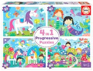 Puzzle - Educa Puzzle Puzzle 4 in a box fantasy friends 20-40-60-80 Puzzle 3D 80-18905 - miniaturka - grafika 1