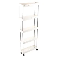 Szafki łazienkowe - Szafka Mobilńa REGAŁ Łazienkowy Pojemny Wąski na Kółkach 5 Półek Biały - miniaturka - grafika 1
