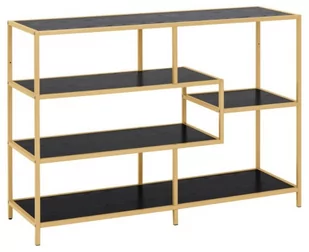 Seaford bookcase Shelf melamine black ash Frame steel gold 114x35x78 cm - Regały - miniaturka - grafika 1