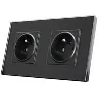 Gniazdka elektryczne - Gniazdo Podwójne Szklane Szkło Zestaw Ramka Podwójna i 2 x Gniazdko MIUUN - miniaturka - grafika 1