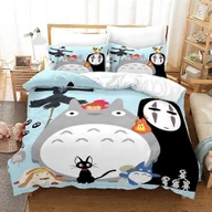 Pościel dla dzieci - a327 Prześcieradła Cartoon Totoro Anime Kołdra Zestaw poszewek na kołdrę Pościel dziecięca Pokrowiec Doona3-częściowy zestaw pościeli (1 poszewka n... - miniaturka - grafika 1