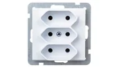 Gniazdka elektryczne - LEDart potrójne EURO, na płaskie wtyczki, bez uziemienia, bez ramki - Ospel Sonata GP-3R/m/00, kolor biały, 16A/250V - miniaturka - grafika 1