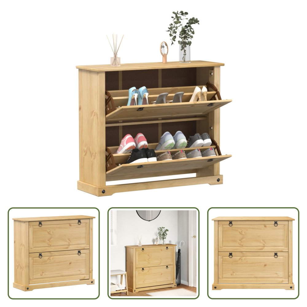 The Living Store Szafka na buty Corona 99x32x85 cm lite drewno sosnowe