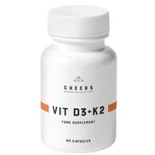 Witaminy i minerały - Cheers Vitamin D3+K2 suplement diety 60 kapsułek - miniaturka - grafika 1