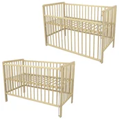 Łóżeczka i kojce - Łóżeczko dziecięce 120x60 Marcin 1 opuszczany bok sosnowe lakier norma UE - miniaturka - grafika 1