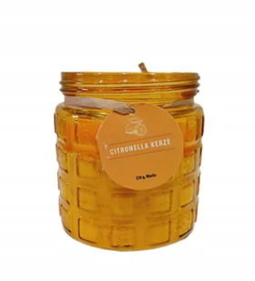 Świeca dekoracyjna zapachowa Citronella 230g w szkle pomarańczowa 12 x 11cm - Świece - miniaturka - grafika 1