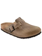 Klapki i japonki damskie - Birkenstock Skórzane chodaki "Boston" w kolorze jasnobrązowym - miniaturka - grafika 1