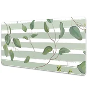 Podkładki na biurko - Mata z nadrukiem Liście na pasiastym tle 90x45 cm - miniaturka - grafika 1