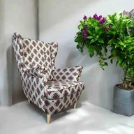 Fotele - Fotel uszak Indiana Jones we wzory etniczne, welurowy - miniaturka - grafika 1