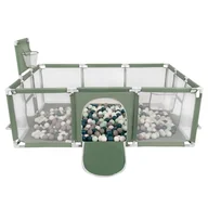 Łóżeczka i kojce - Selonis Boisko BO-100X z piłeczkami 6cm zielony: ciemny turkus-szary-biały-mięta 180x122x62/200piłek Zabawka kojec - miniaturka - grafika 1