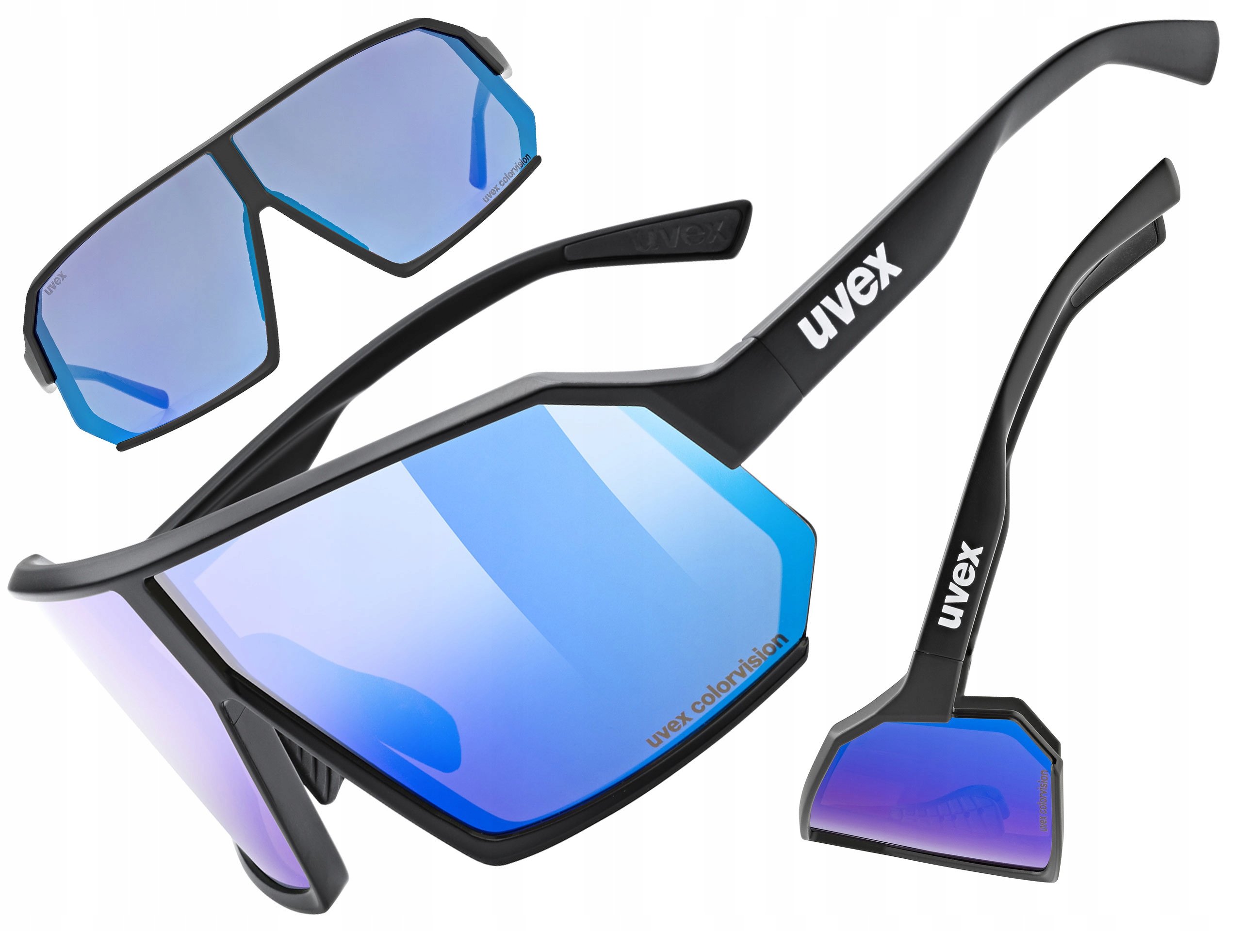 Okulary przeciwsłoneczne Uvex Sportstyle 237 CV - black matt/mirror blue
