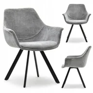 Krzesła - Krzesło Kubełek O Miekkiej Formie Tkaninie Szenil Mocna Podstawa Mira Szare - miniaturka - grafika 1