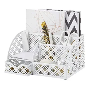 EXERZ Organizer na biurko/organizer na biurko z siatki/uchwyt na długopis/wielofunkcyjny organizer z 7 przegródkami (biały) - Długopisy - miniaturka - grafika 1