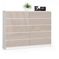 Komody - Komoda do salonu K 160 cm 10 szuflad - biała-cappuccino połysk - miniaturka - grafika 1