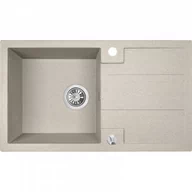 Zlewozmywaki - LAVEO SBB 411T BARBADOS Zlewozmywak granitowy 1 komora z ociekaczem Wymiary: 440x760x194 mm Kolor: beż W zestawie z syfonem Space Saving i korkiem automatycznym - miniaturka - grafika 1