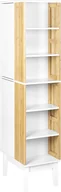 Szafki łazienkowe - BELIANI Szafka łazienkowa biała jasne drewno bambus MDF nóżki z drewna sosnowego półki przechowywanie meble do łazienki - miniaturka - grafika 1