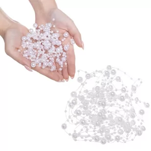 Łańcuch na choinkę z pereł 5-10mm ozdoba świąteczna biały CA0212 - Ozdoby bożonarodzeniowe - miniaturka - grafika 1