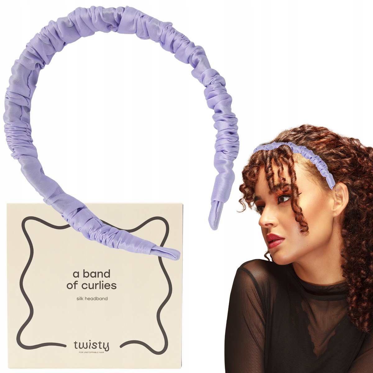 Opaska do włosów JEDWABNA na głowę naturalny jedwab fiolet liliowa Twisty