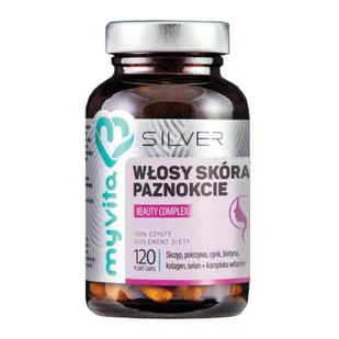 MyVita SILVER 100% Włosy, skóra, paznokcie - Beauty Complex 120kaps. 21PRJWLOS2 - Włosy, skóra, paznokcie - miniaturka - grafika 1