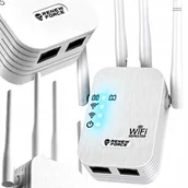 Wzmacniacze sygnału wifi - Wzmacniacz sygnału Wi-Fi repeater DUŻY ZASIĘG 4 anteny MOC 1200Mb/s 2.4G 5G Z01B - miniaturka - grafika 1