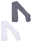 Rajstopy - Rajstopy dziewczęce bawełniane z lurexem ciemnoszaro-białe 2PAK 140-146 YOCLUB - miniaturka - grafika 1